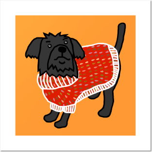 Cute Dog Christmas Winter Sweater with Tree Pattern Posters and Art